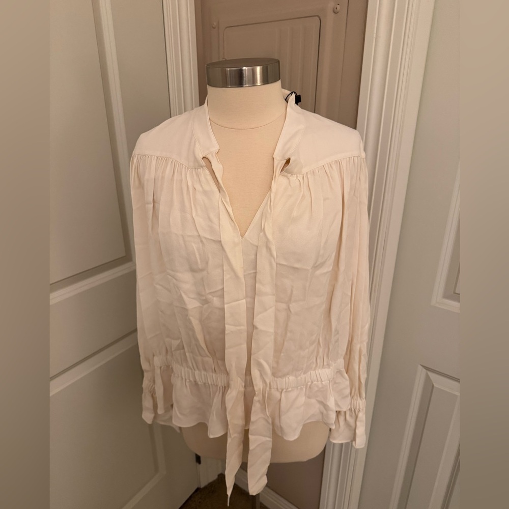 THE KOOPLES Cream V-Neck Blouse